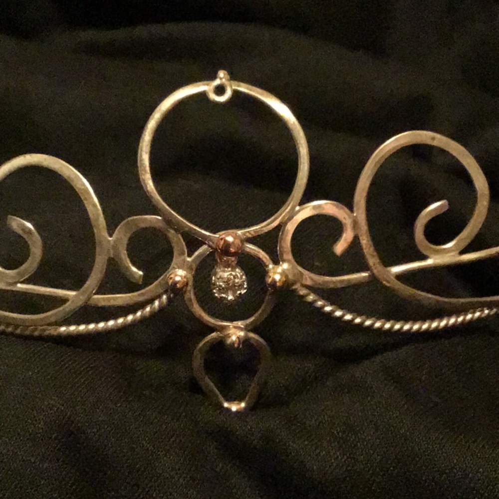 Wedding tiara, custom made, silver wire w/center diamond stone